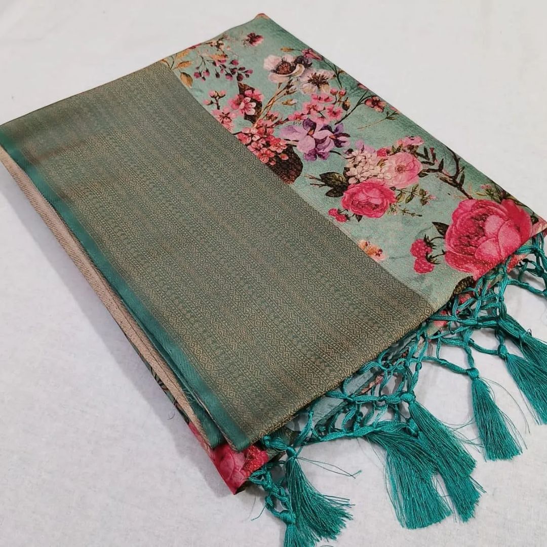 Ethnic Glam Digital Printed Saree In Smooth Silk