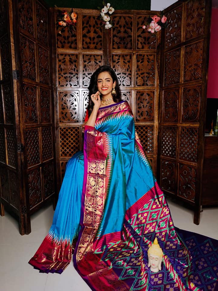 Soft Silk Traditional Saree With Kanchi Weave And Digital Ikkat Style
