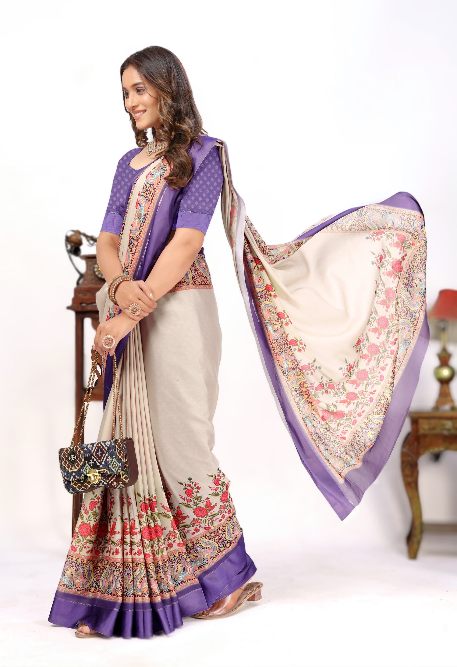 Festive Wear Viscose Georgette Printed Silk Saree