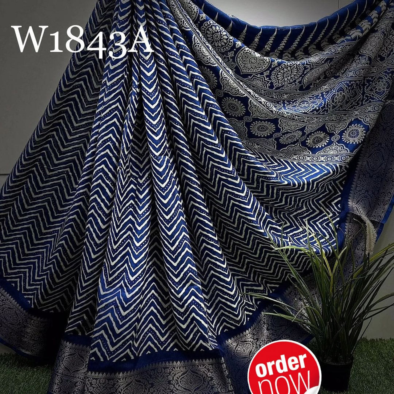 Graceful Navy Blue Fancy Saree Soft Silk Fabric With Bold Digital Motifs