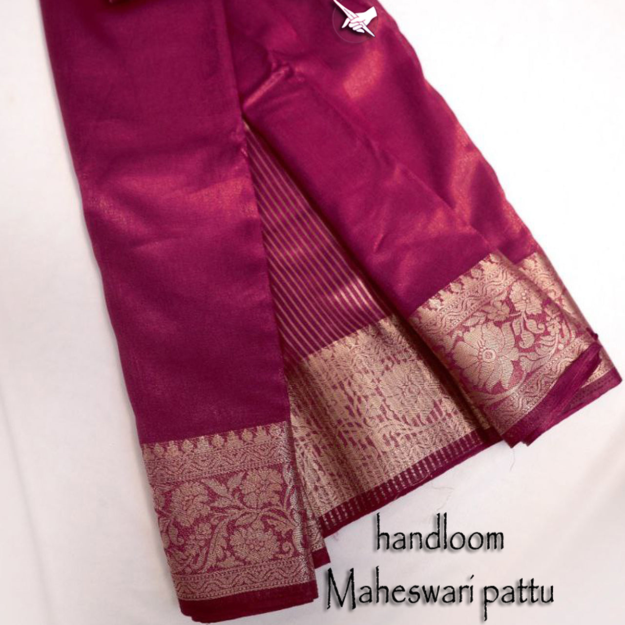 Tissue Soft Maheshwari Silk Saree In Red With Pattu Zari Border Design