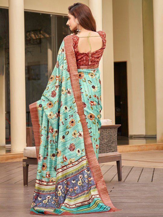 Classic Brown Art Silk Saree Wedding Ready Soft Handloom Pattu Drape