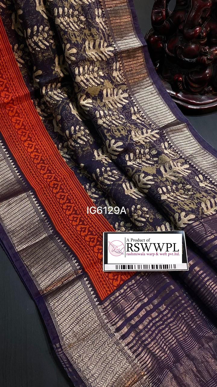 Regal Blue Assamese Pattu Digital Saree In Soft Silk Texture