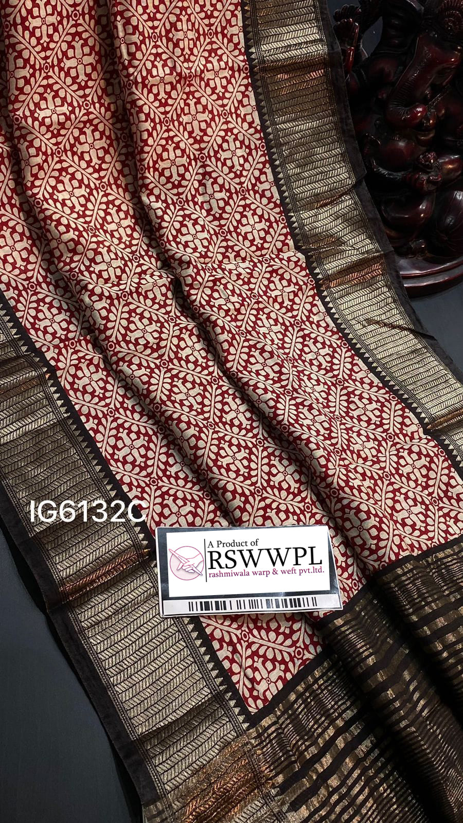 Captivating Red Digital Printed Assam Pattu Dola Silk Saree