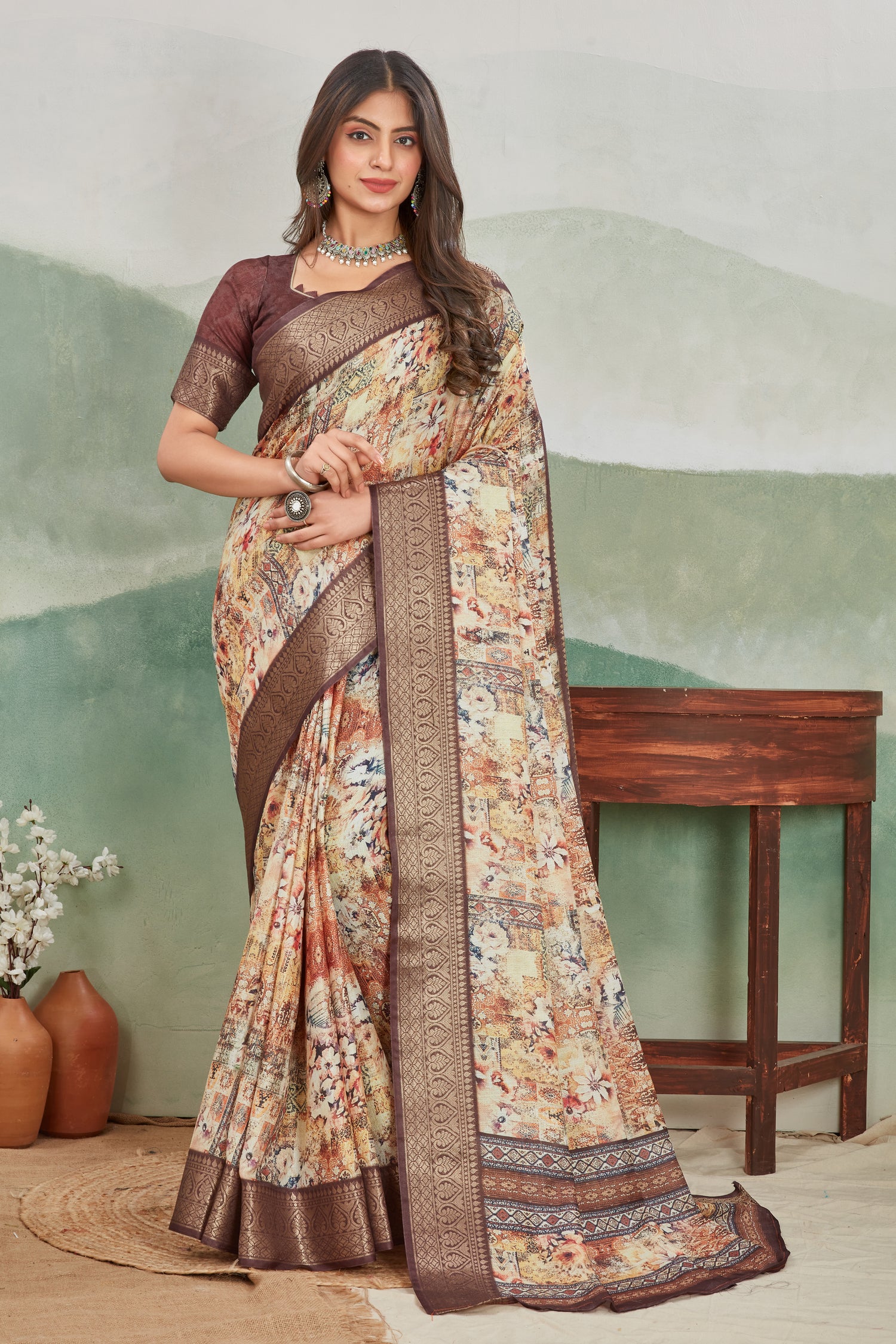 Khadi Elegance Meets Vibrant Digital Prints