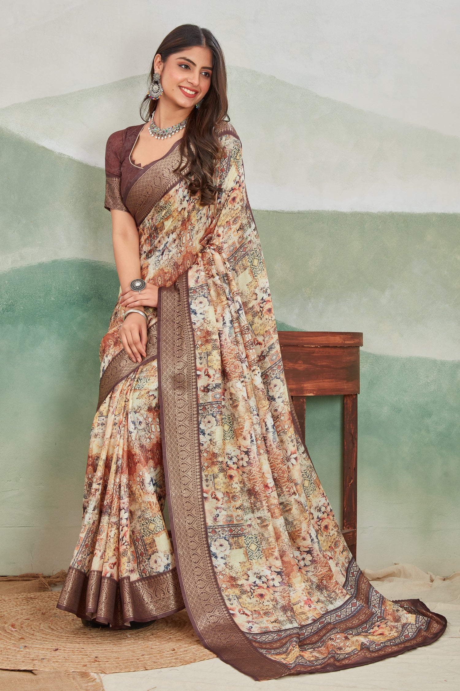 Lightweight Viscose Khadi Batik Print Saree For Daily Wear
