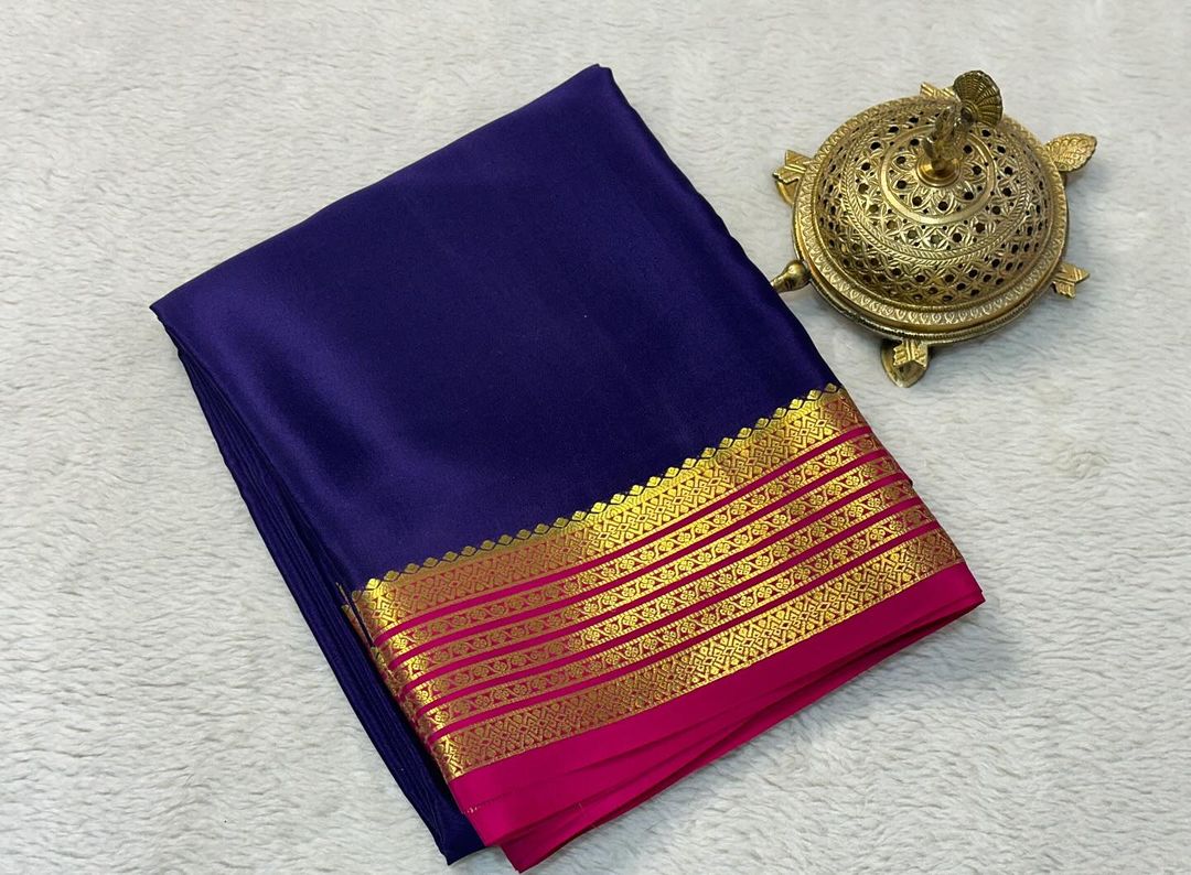 Gorgeous Wedding Wear Mysore Soft Silk Saree With Contrast Edge