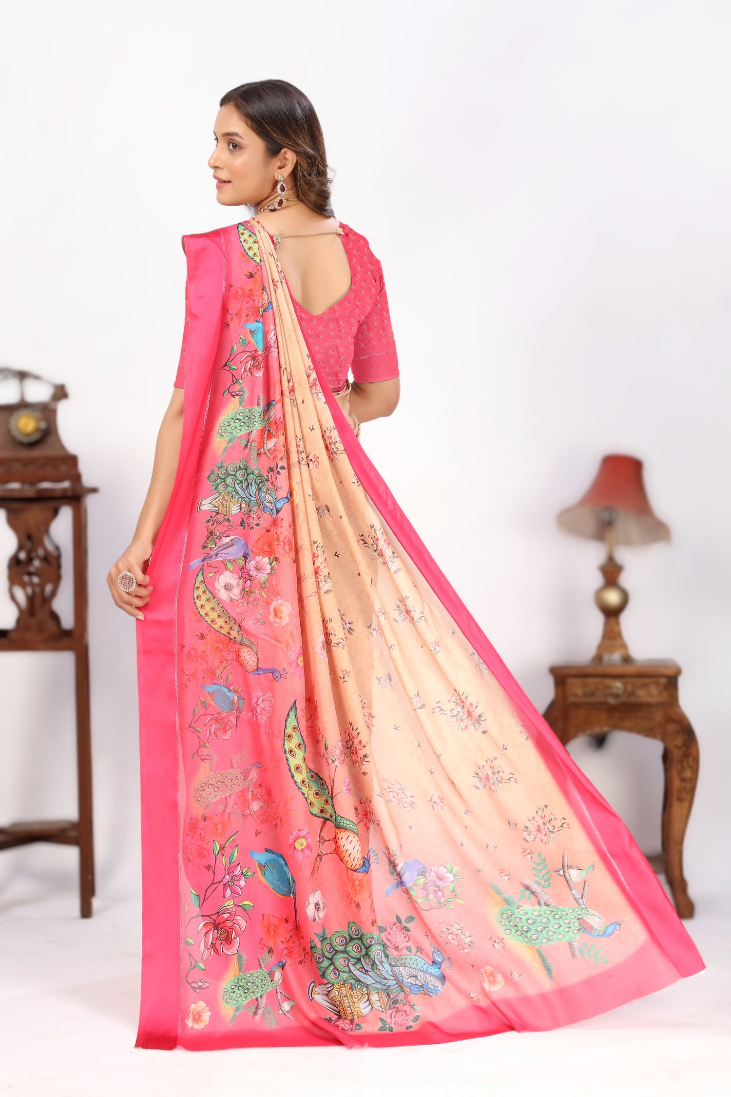 Classic Ethnic Viscose Georgette Silk Saree With Prints
