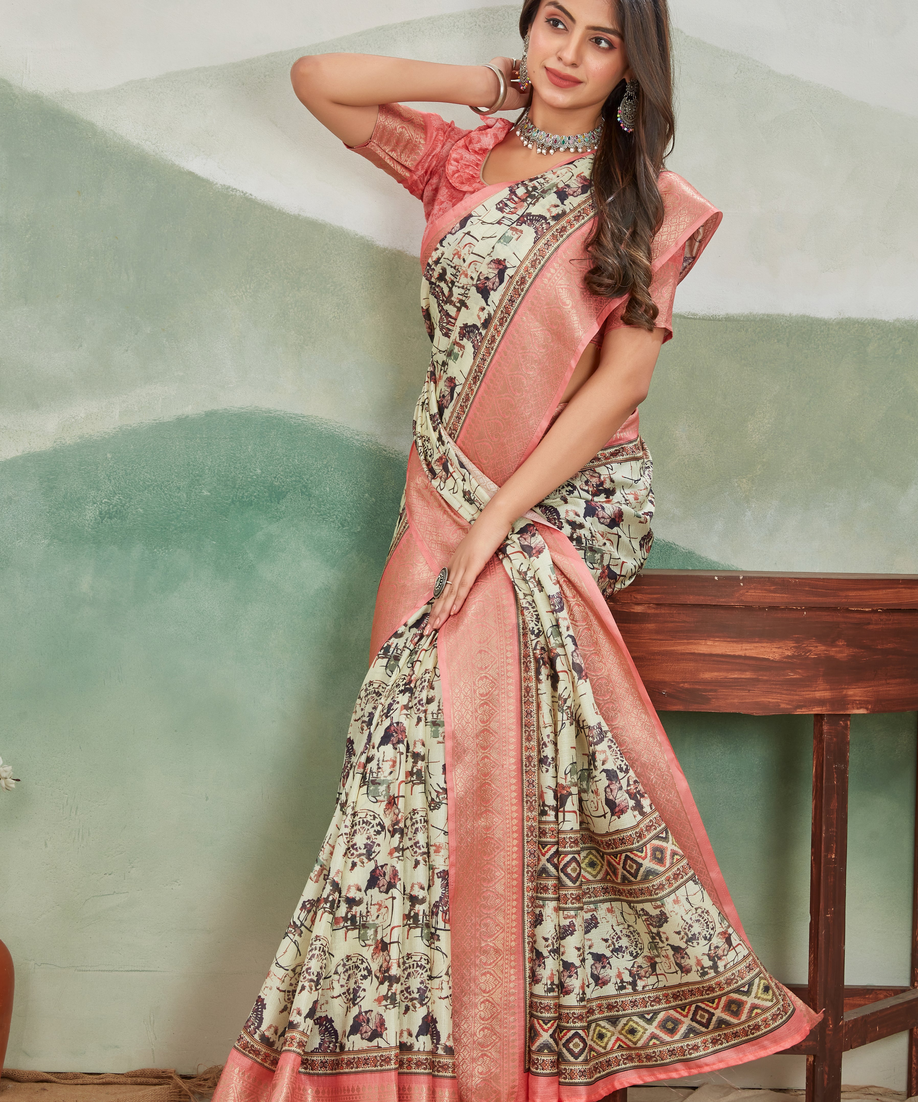 A Symphony of Colors & Textures in Khadi Border Sarees