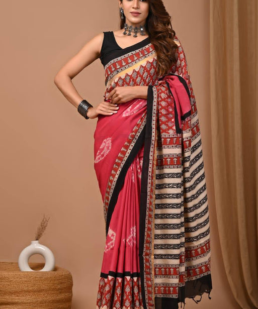 Drape Elegance with Ajrakh Mulmul Cotton Sarees