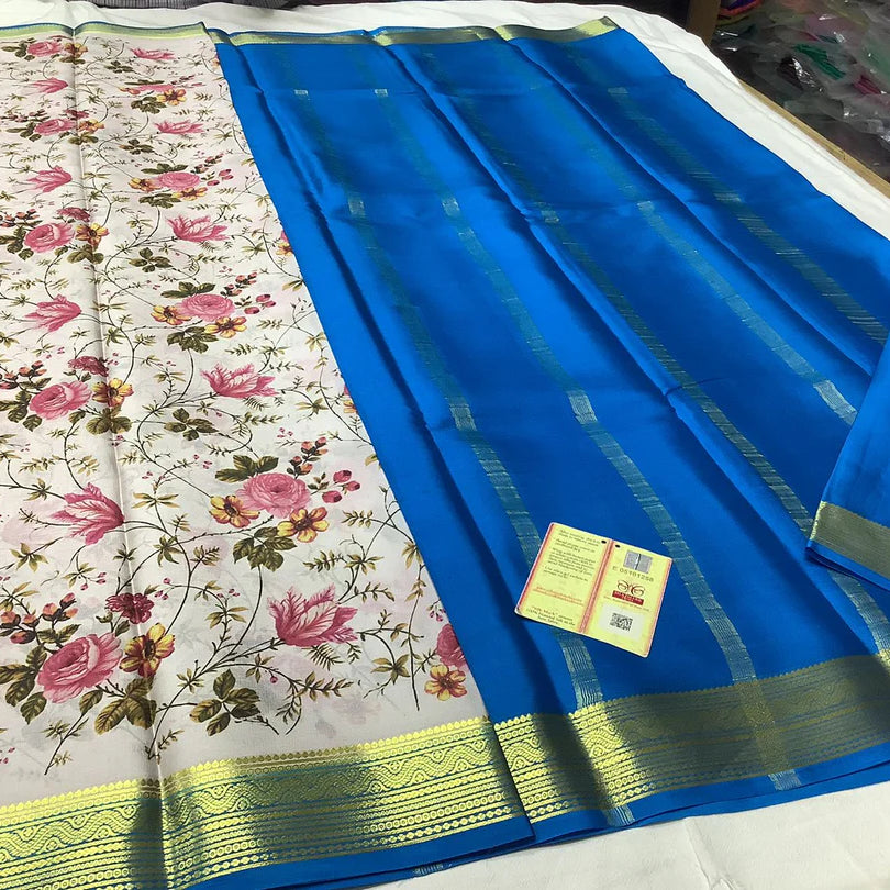 Pure Mysore Printed crepe silk sarees