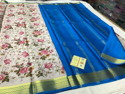 Pure Mysore Printed crepe silk sarees*🎉