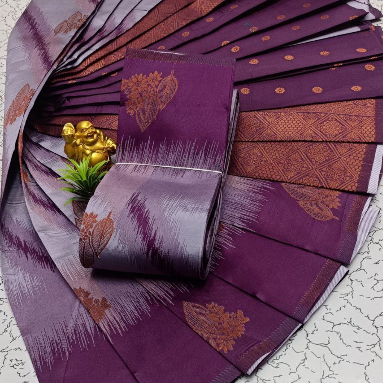 South Festival Saree Purple Handloom Kubera Pattu With Bold 3D Weaving