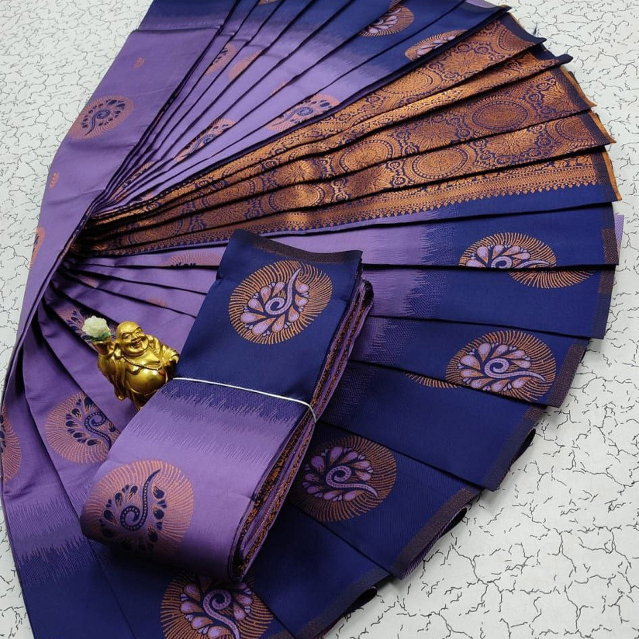 Ethnic Glam Saree Purple Silk Kubera Pattu With 3D South Style Weaving