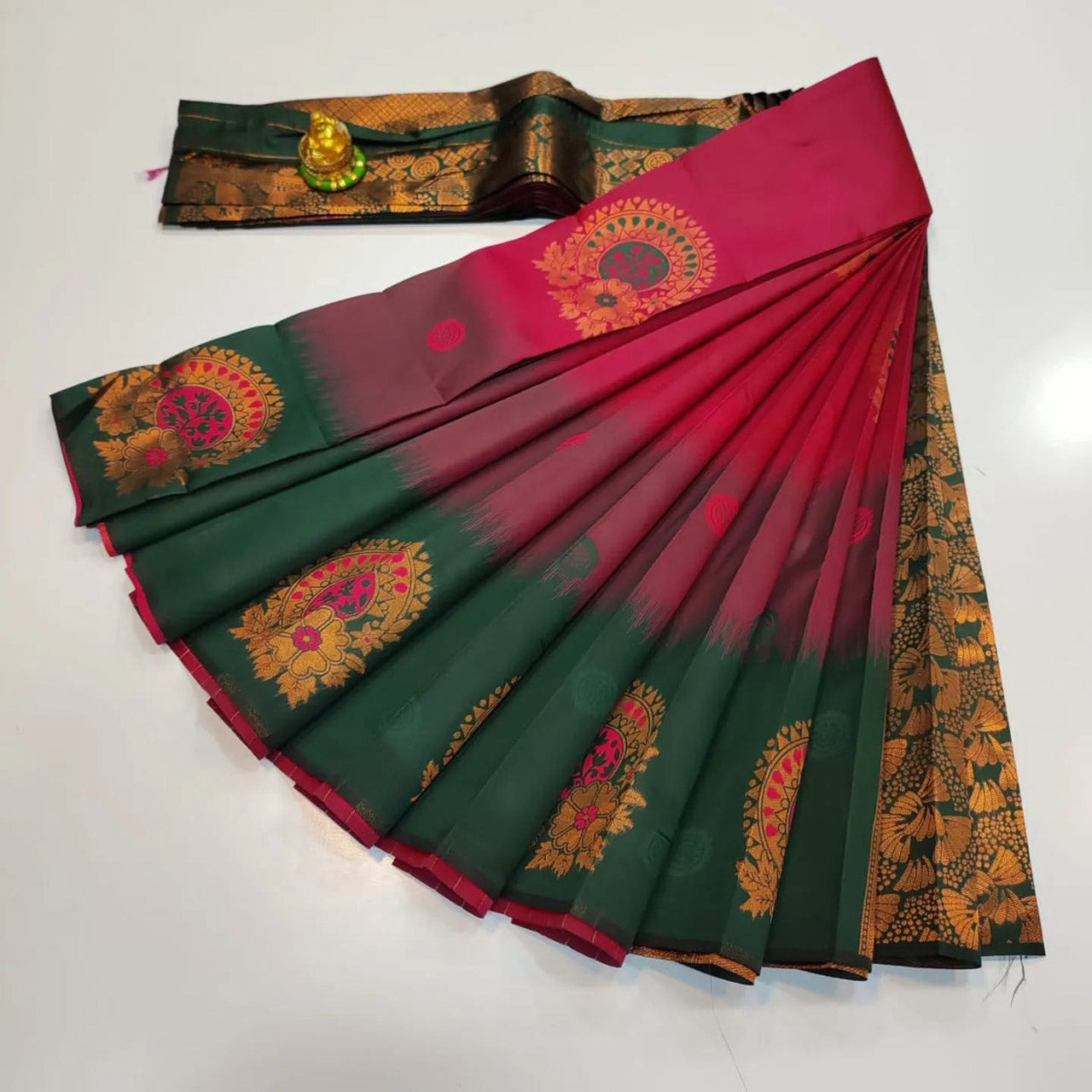 Finely Crafted Silk Saree Pink Kubera Pattu For Graceful South Looks