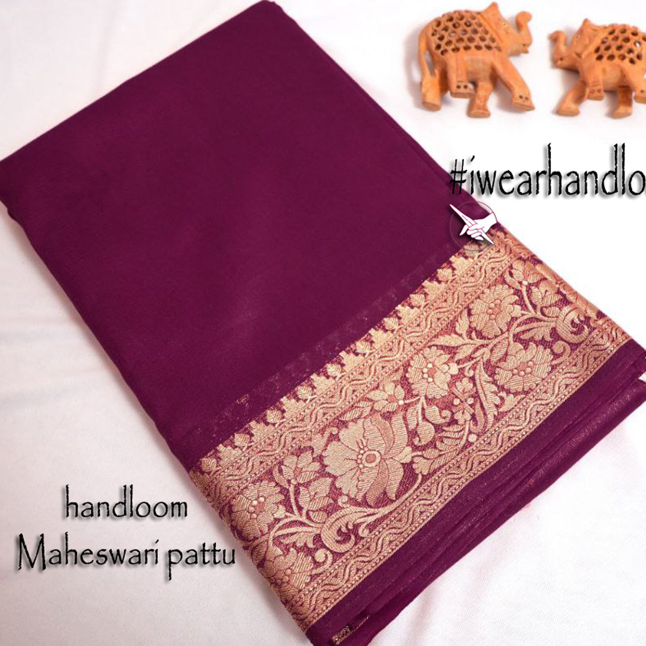Tissue Soft Maheshwari Silk Saree In Red With Pattu Zari Border Design