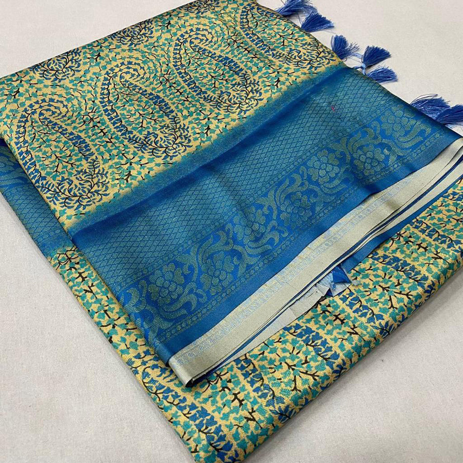 Soft Silk Blue Fancy Digital Printed Casual Saree