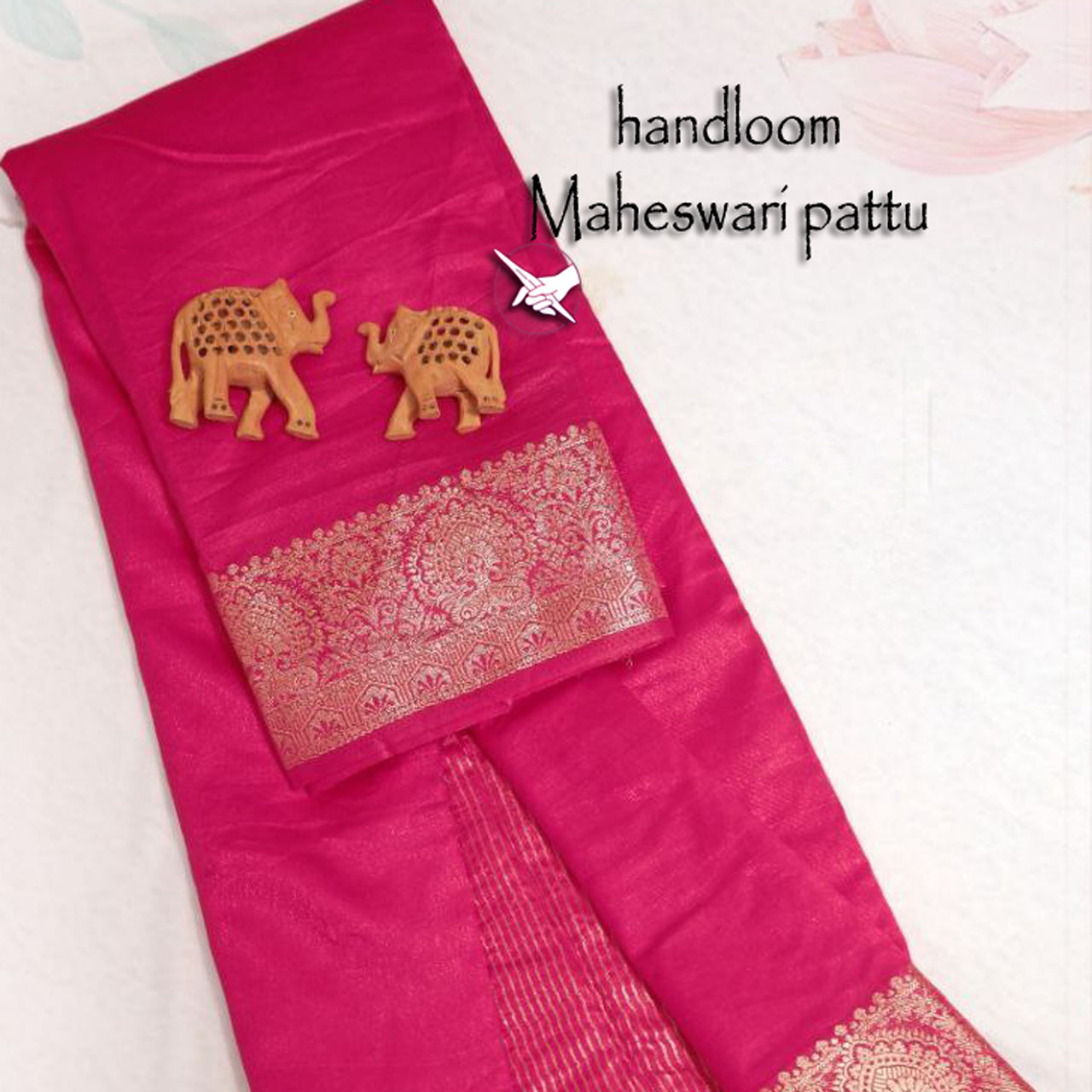 Zari Border Maheshwari Saree In Soft Tissue Silk Pink Plain And Elegant