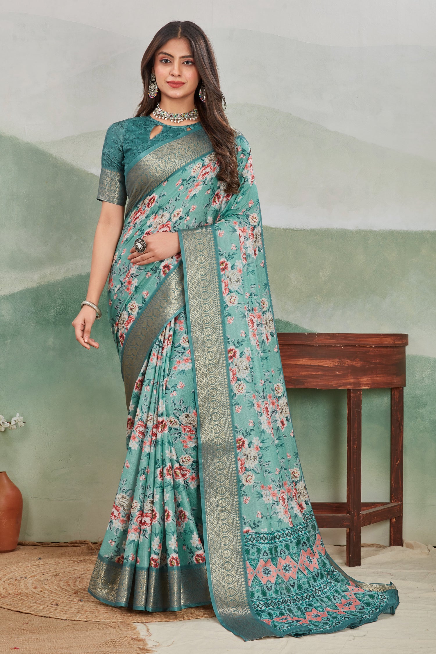Elegant Viscose Khadi Saree With Batik Digital Print