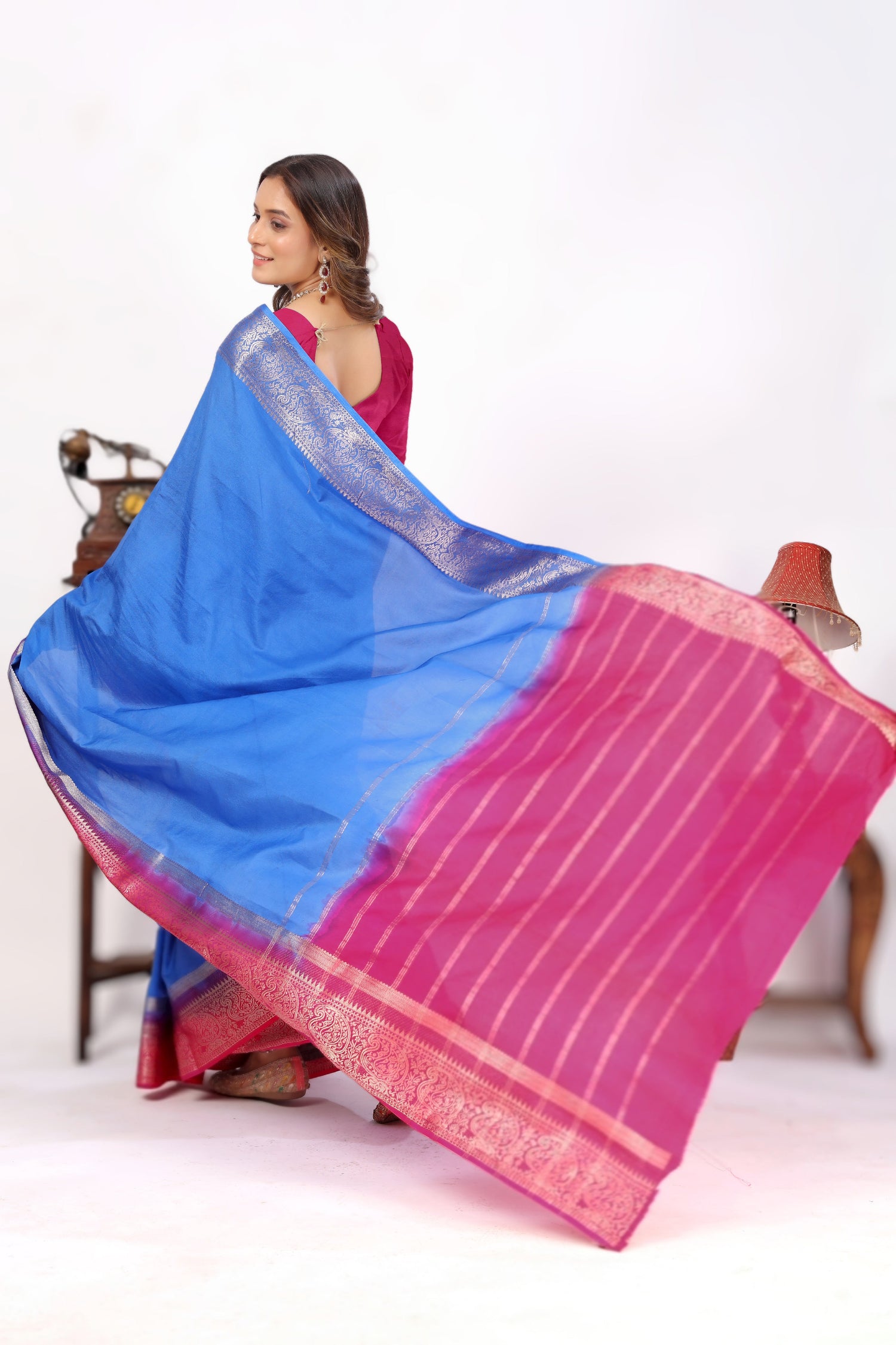 Mysore Crepe Traditional Saree In Plain Finish