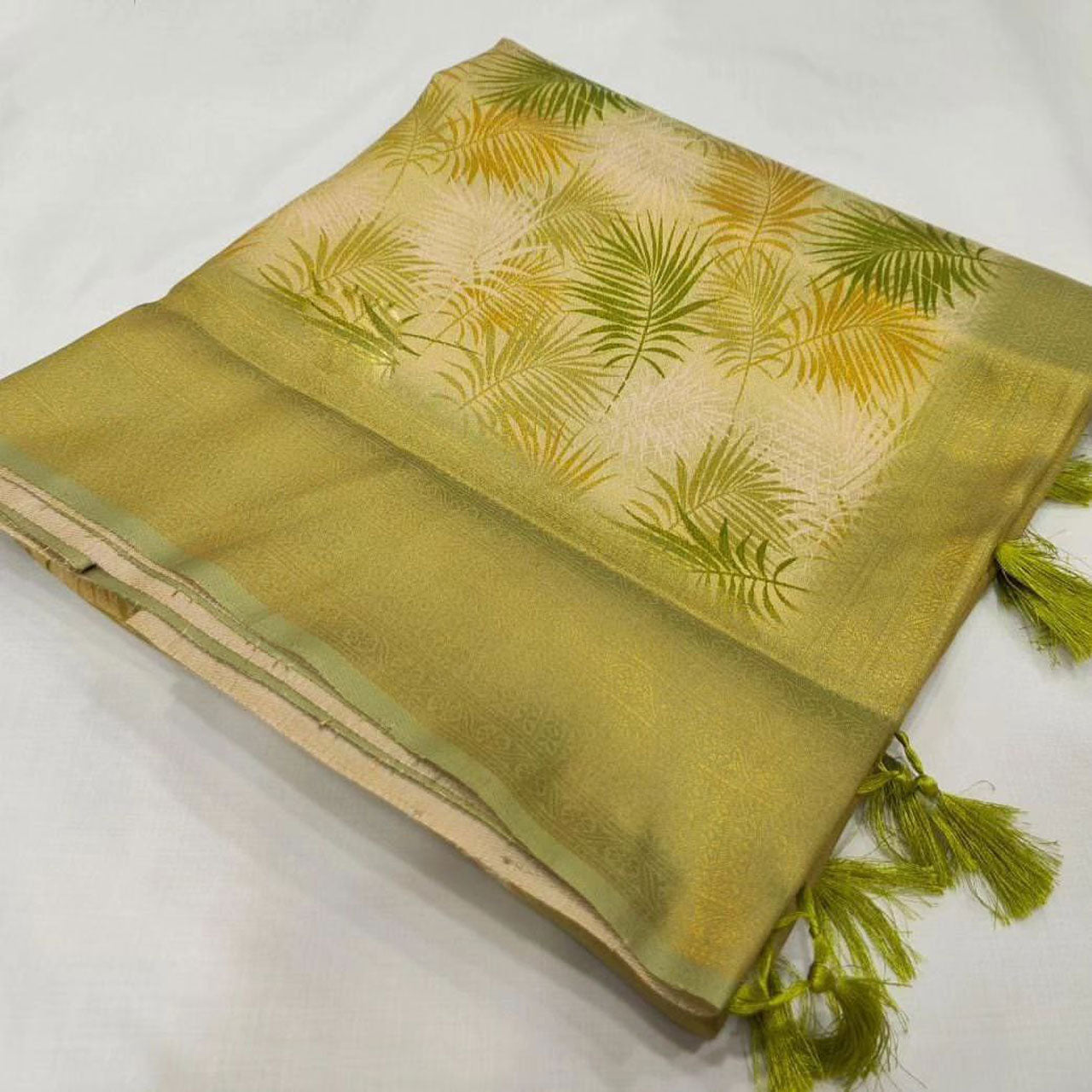Everyday Wear Olive Soft Silk Saree Digital Print For Effortless Charm