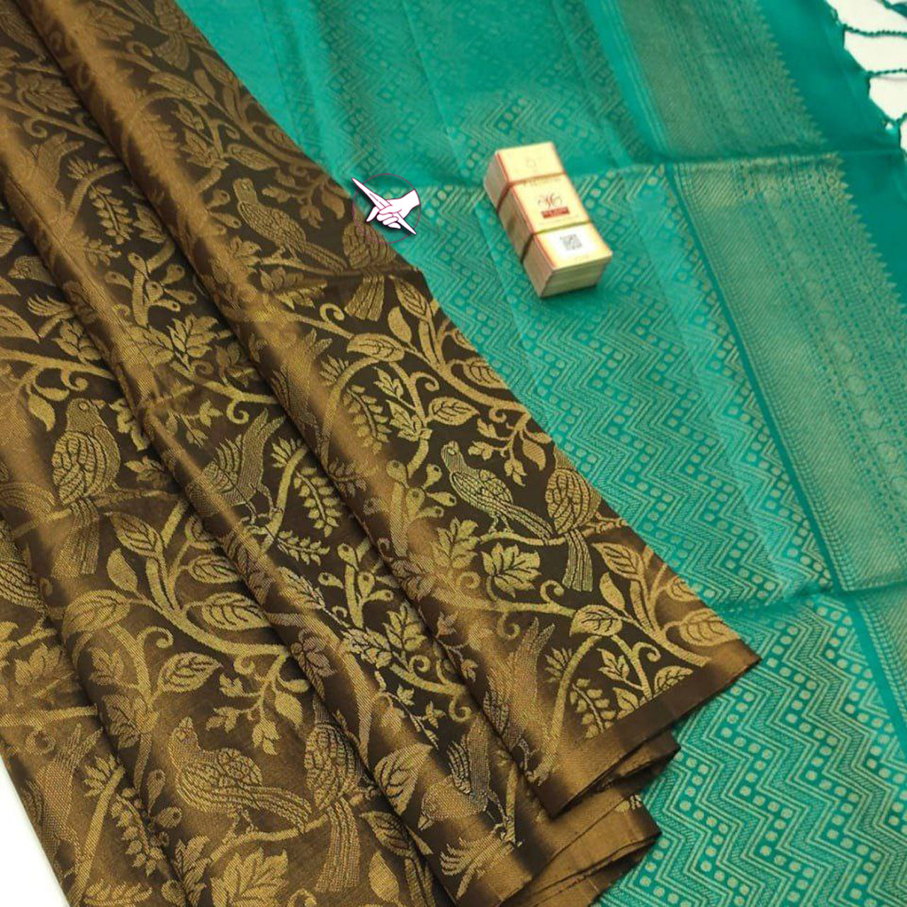Brown Designer Lichi Silk Saree Kanchipuram Inspired Soft Ethnic Drape