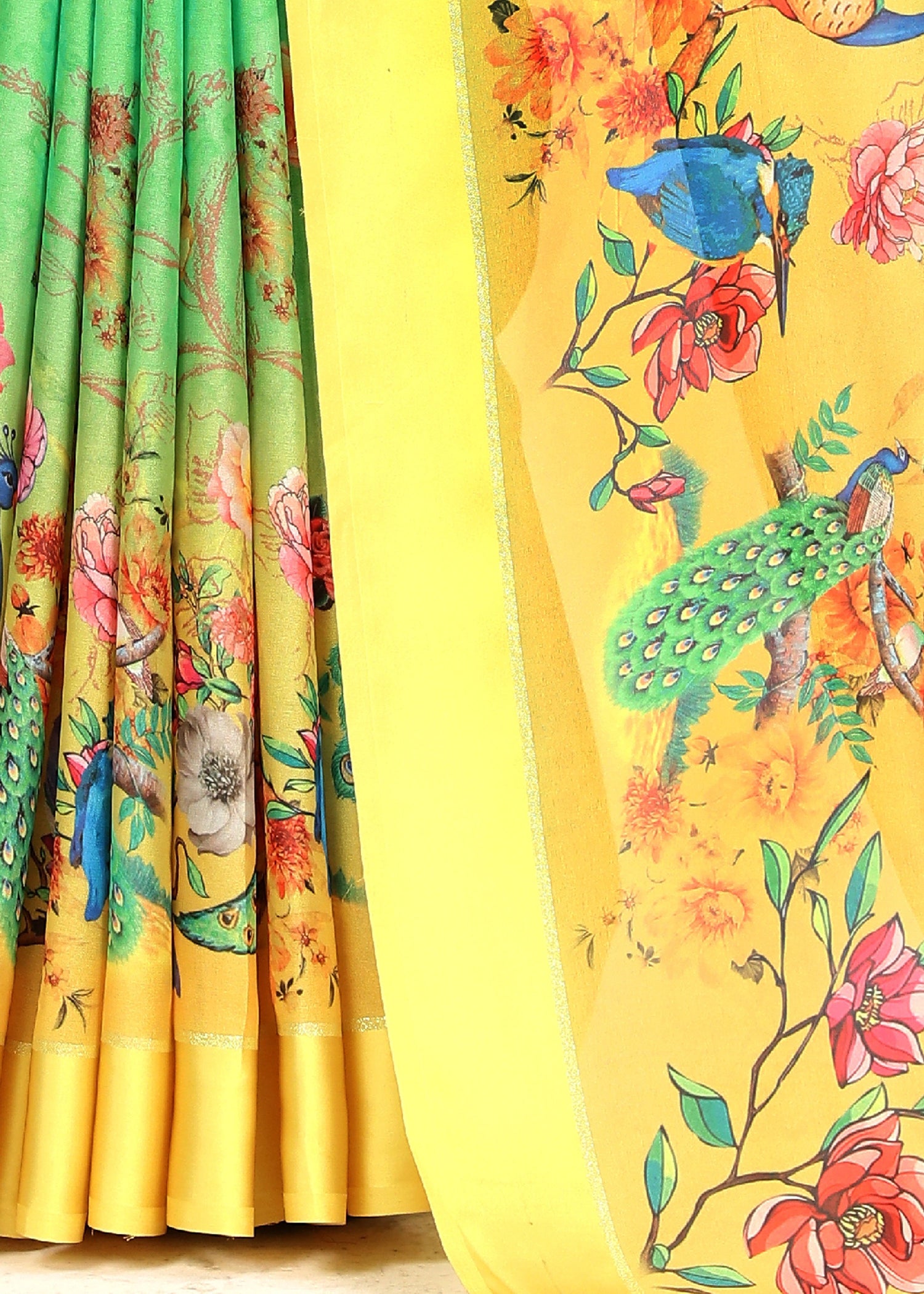 Green Printed Saree