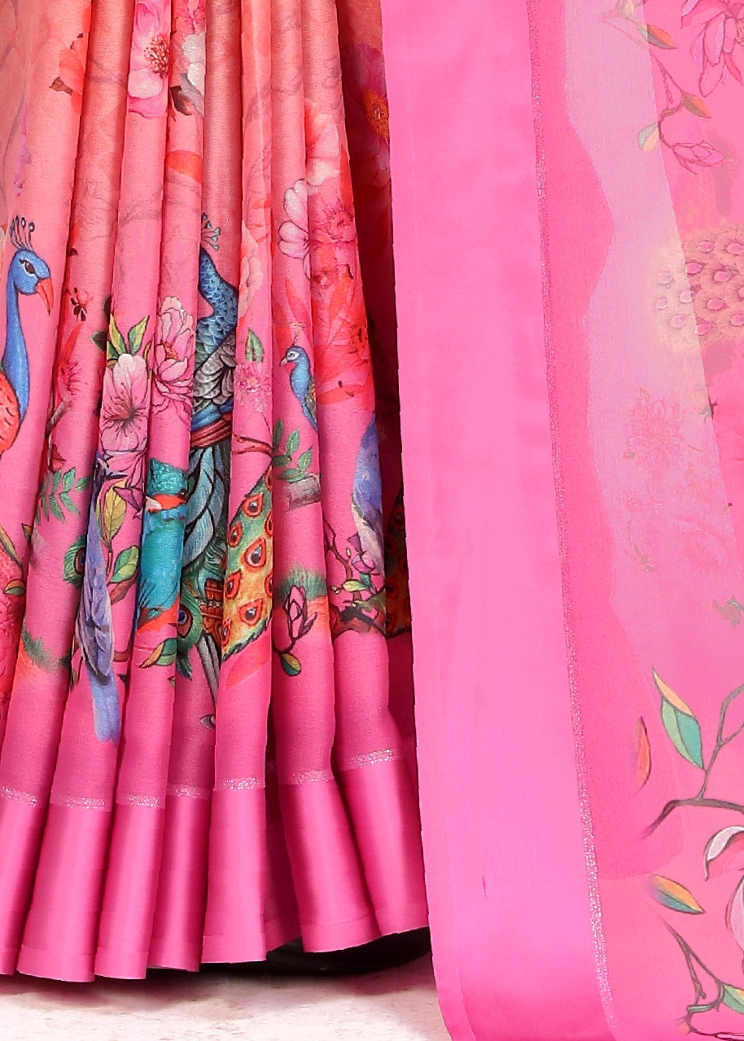 Pink Weft Printed Saree