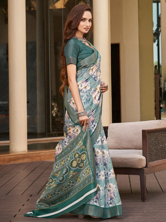 Pure Art Silk Pattu Saree Bottle Green Soft Weave With Wedding Function Design