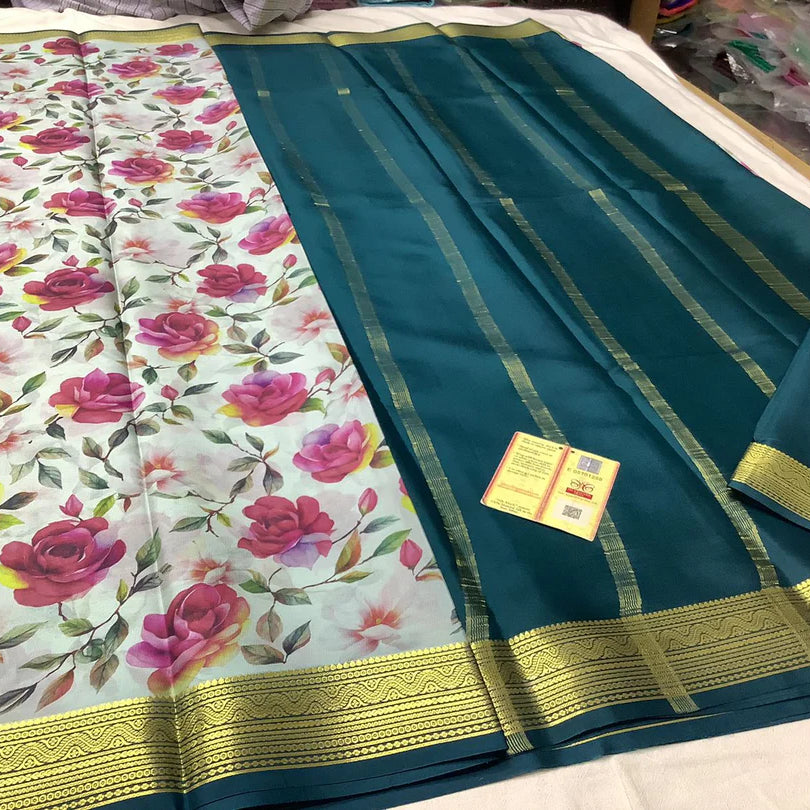 Pure Mysore Printed crepe silk sarees