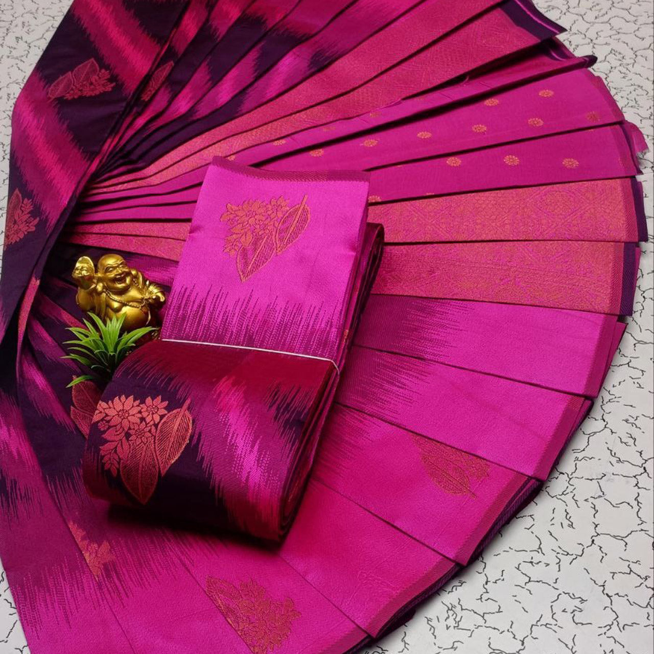 Traditional Luxe Saree Pink Silk Kubera Pattu 3D Festive Designer Style