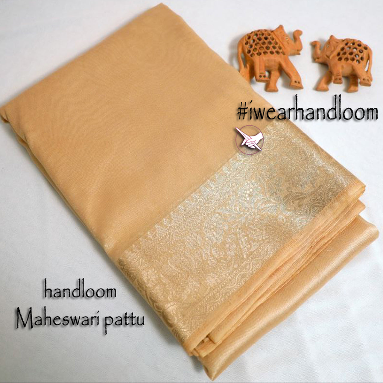 Luxurious White Handwoven Tissue Silk Saree Maheshwari With Zari Edge