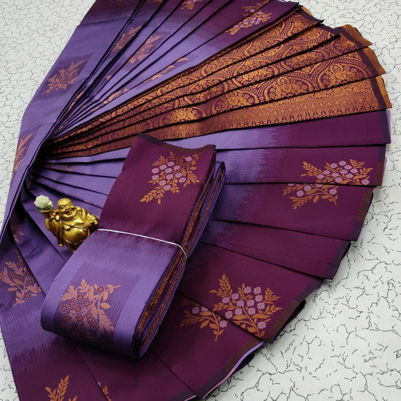 Traditional Purple Handwoven Kubera Pattu Silk Saree Designer Festive Drape