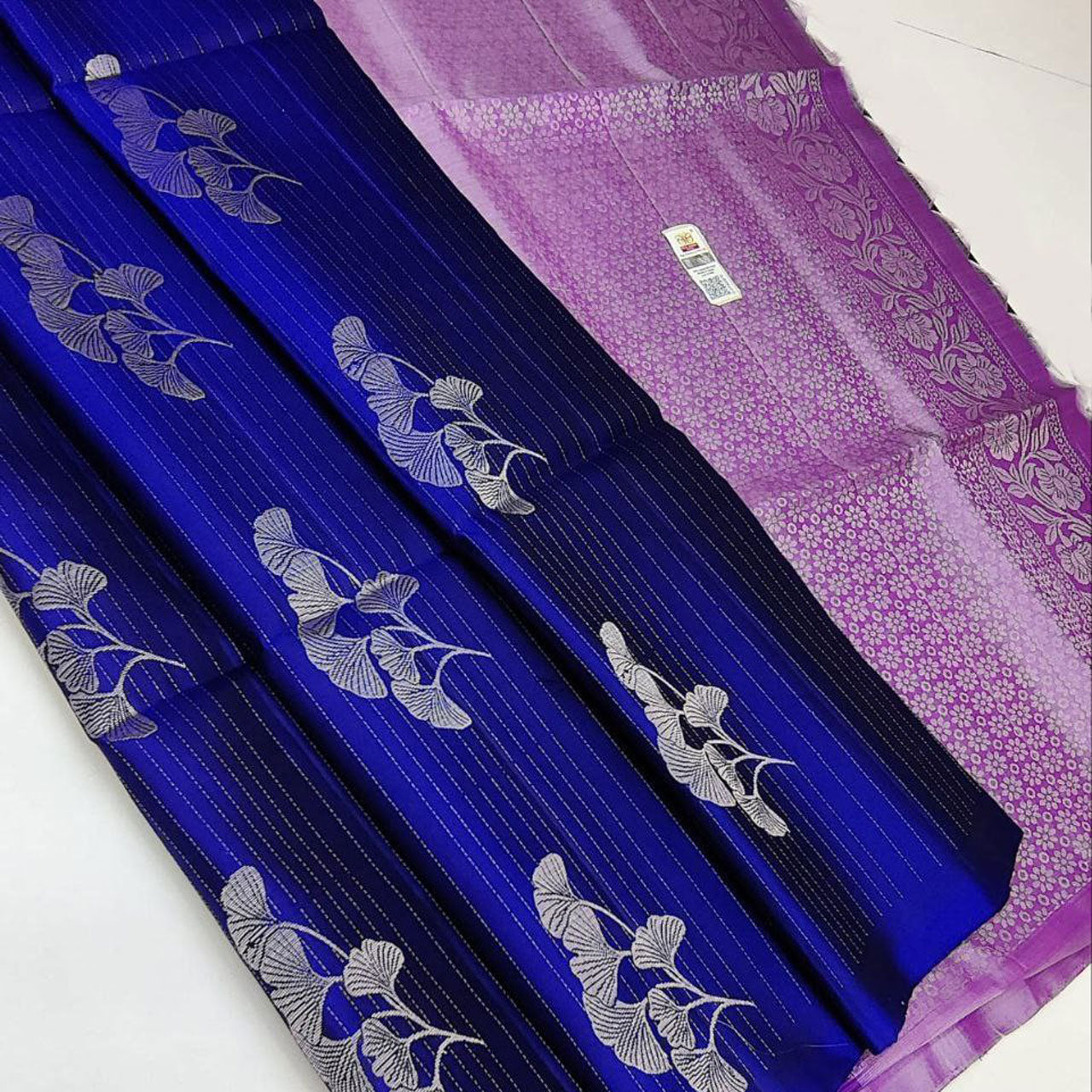 Royal Ethnic Blue Silk Saree Meena Butta Kanchipuram With Zari Finish
