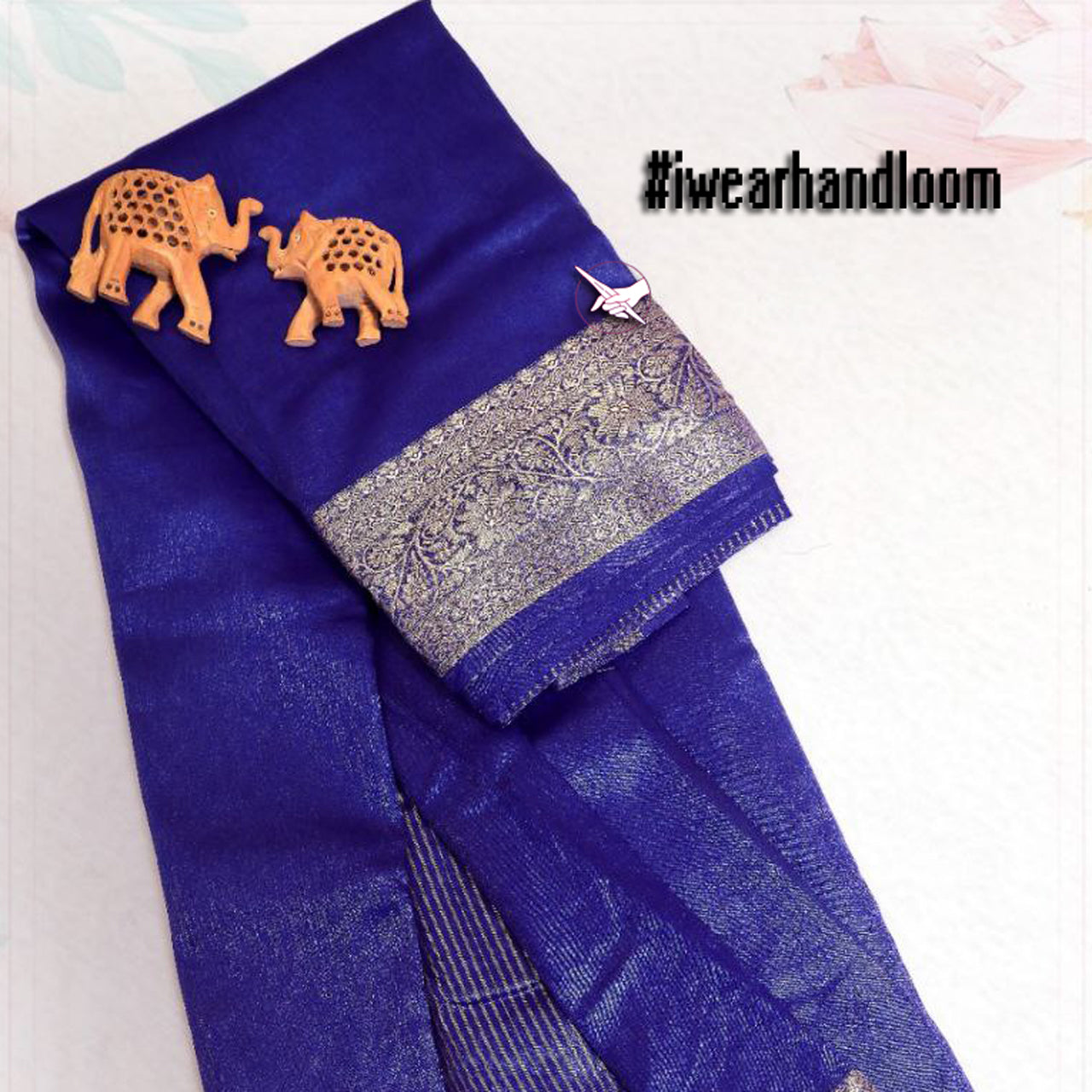 Blue Maheshwari Pattu Saree Classic Tissue Silk With Metallic Zari Weave