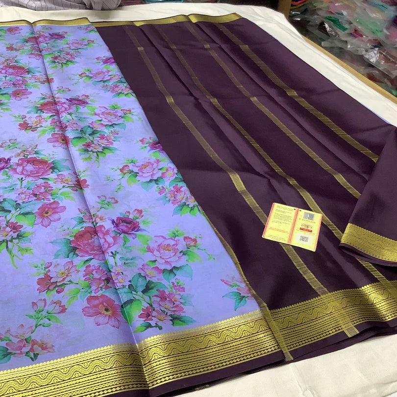 Pure Mysore Printed crepe silk sarees