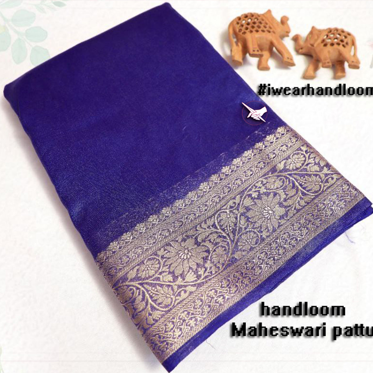 Blue Maheshwari Pattu Saree Classic Tissue Silk With Metallic Zari Weave