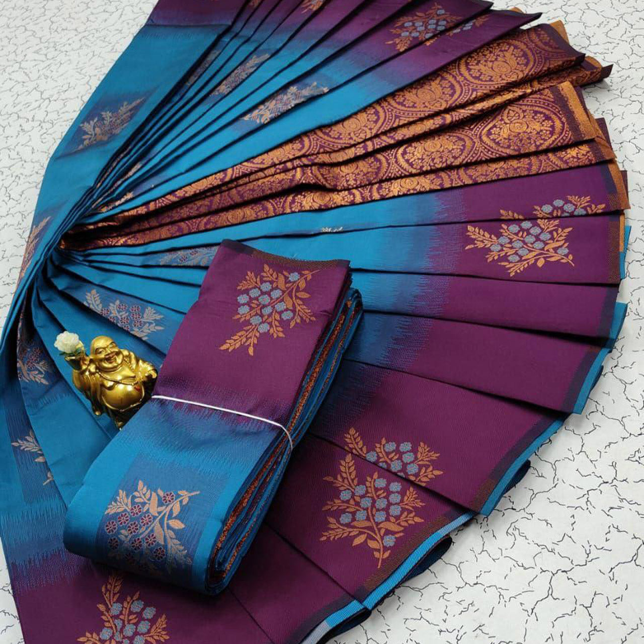 Royal Blue Kubera Pattu Silk Saree Handloom Designer Festive Wear