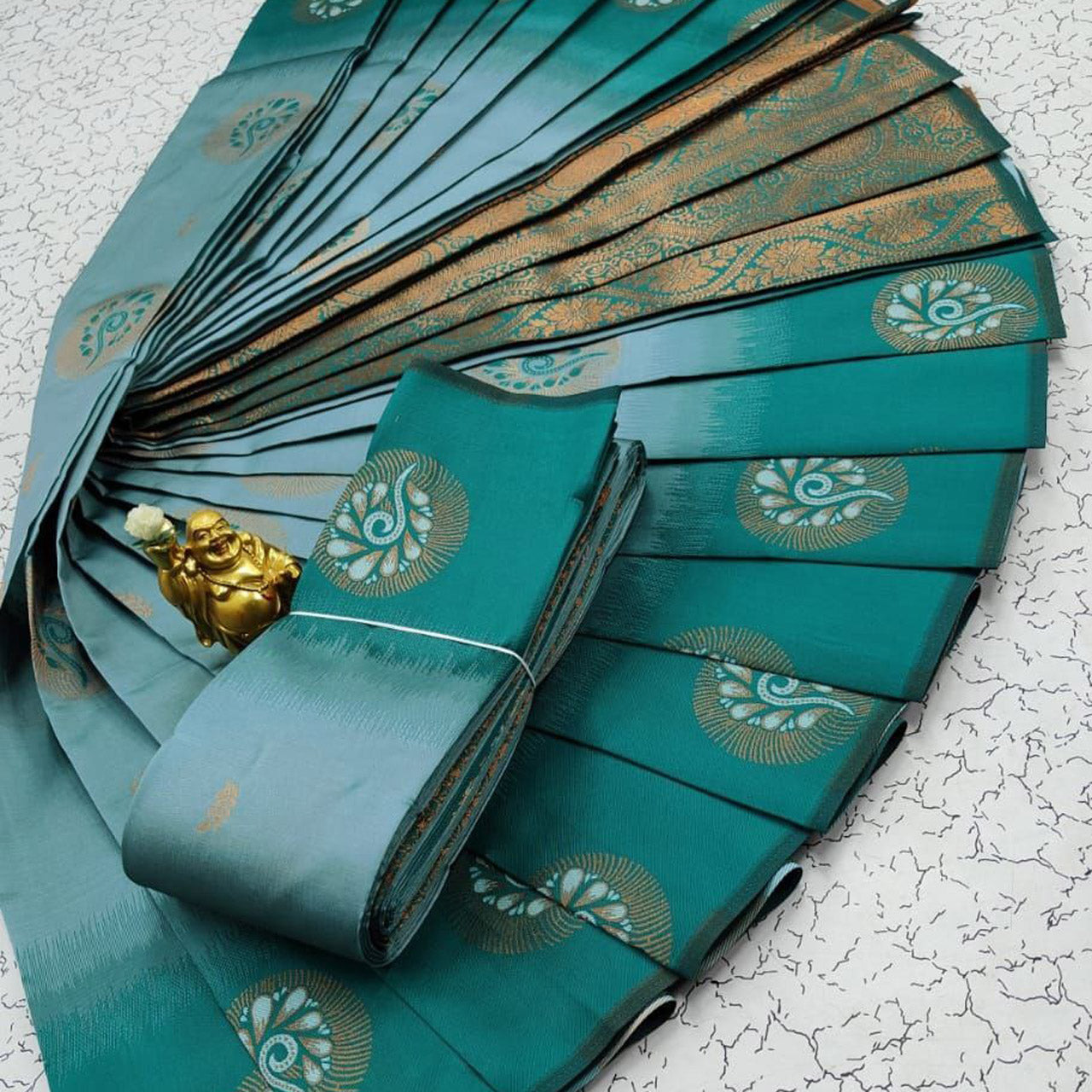 Heritage Weave Blue 3D Design Kubera Pattu Saree In Soft Silk Finish
