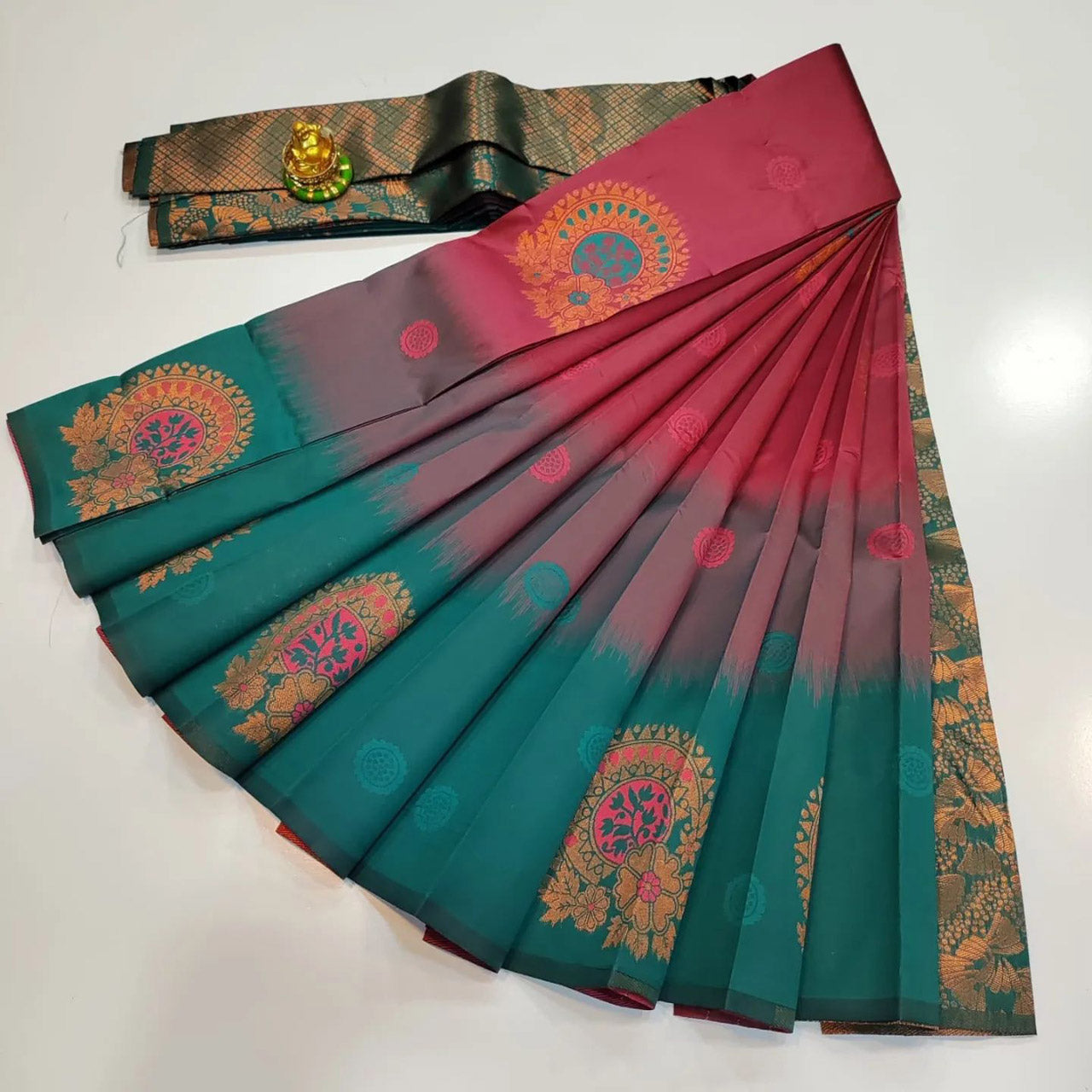 Radiant Handloom Saree Pink Designer Festive Kubera Pattu Silk