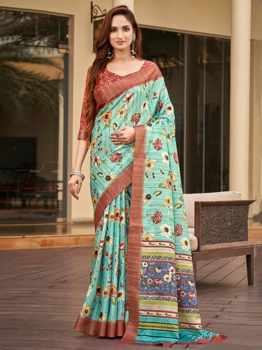 Classic Brown Art Silk Saree Wedding Ready Soft Handloom Pattu Drape
