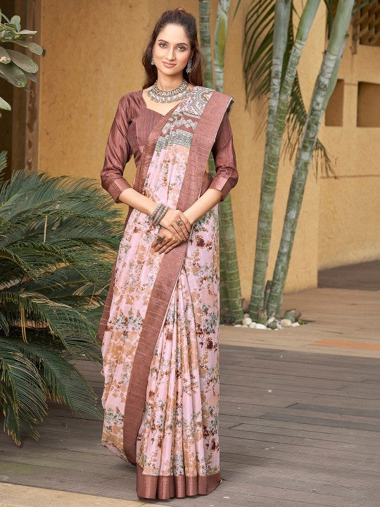 Soft Printed Art Silk Saree Traditional Pattu Wedding Wear