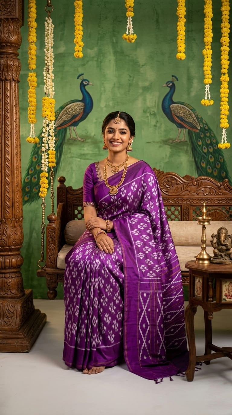 Purple Barista Soft Silks Saree with Elegant Ethnic Designer Weaving
