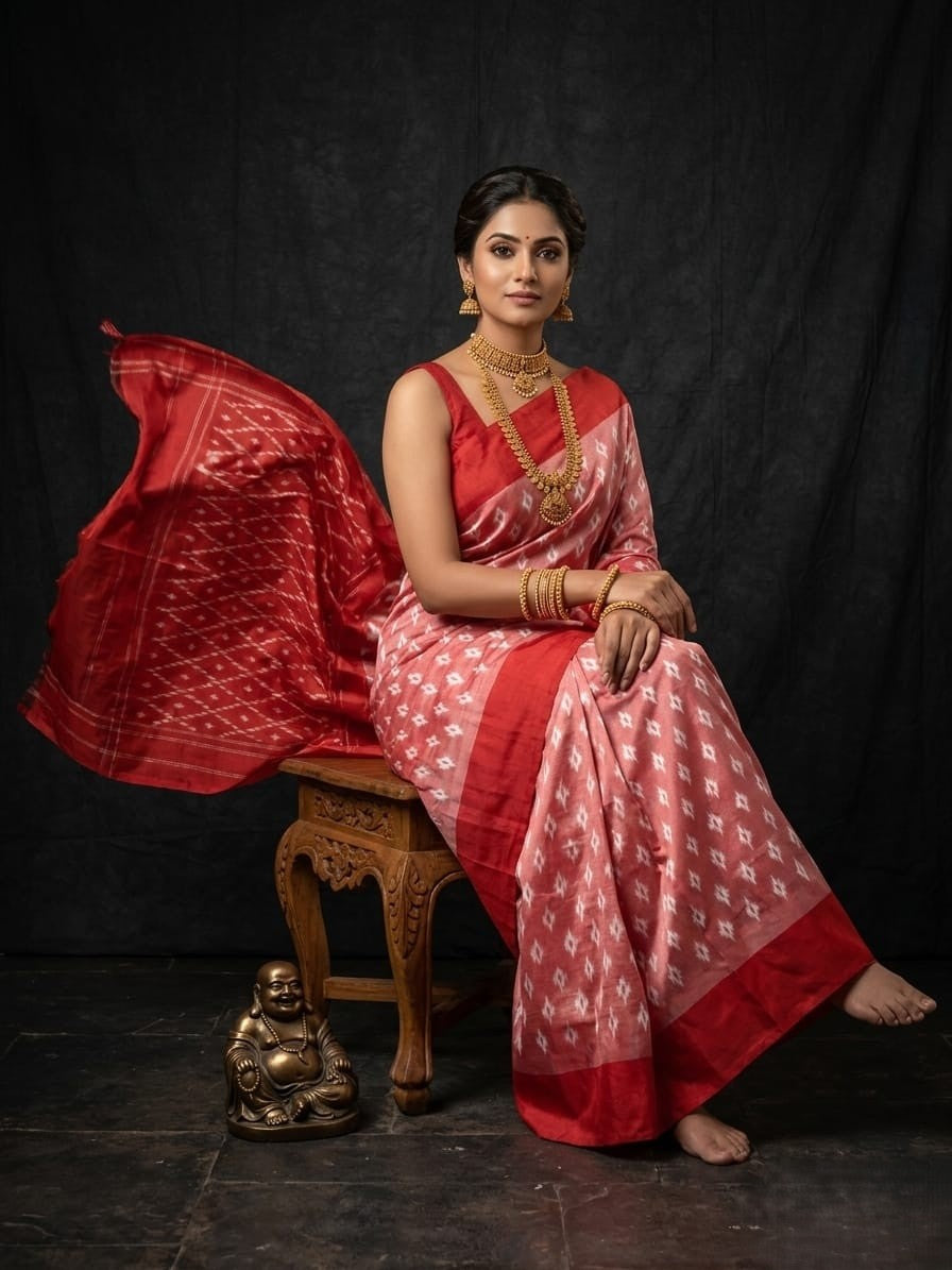 Baby Pink Barista Soft Silks Saree with Red Traditional Designer Pallu