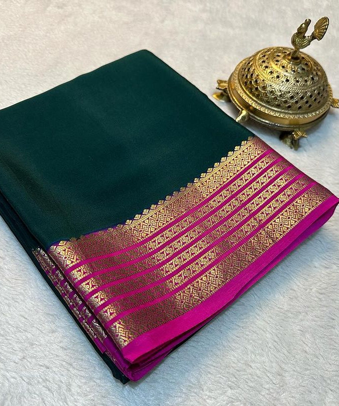 Beautiful Pure Mysore silk sarees having elegant contrast border
