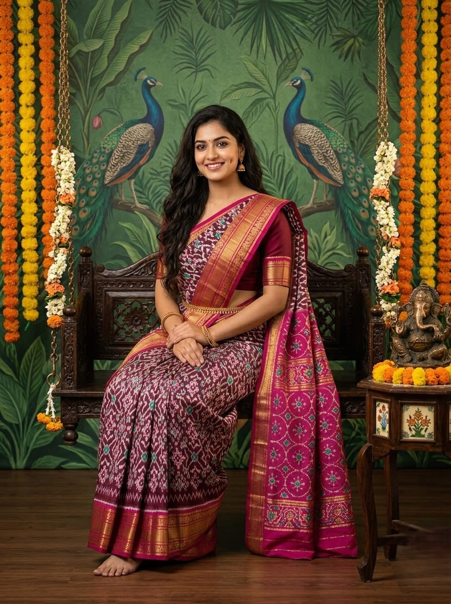 Black Handloom Pattu Silk Saree with Pink Rich Traditional Border