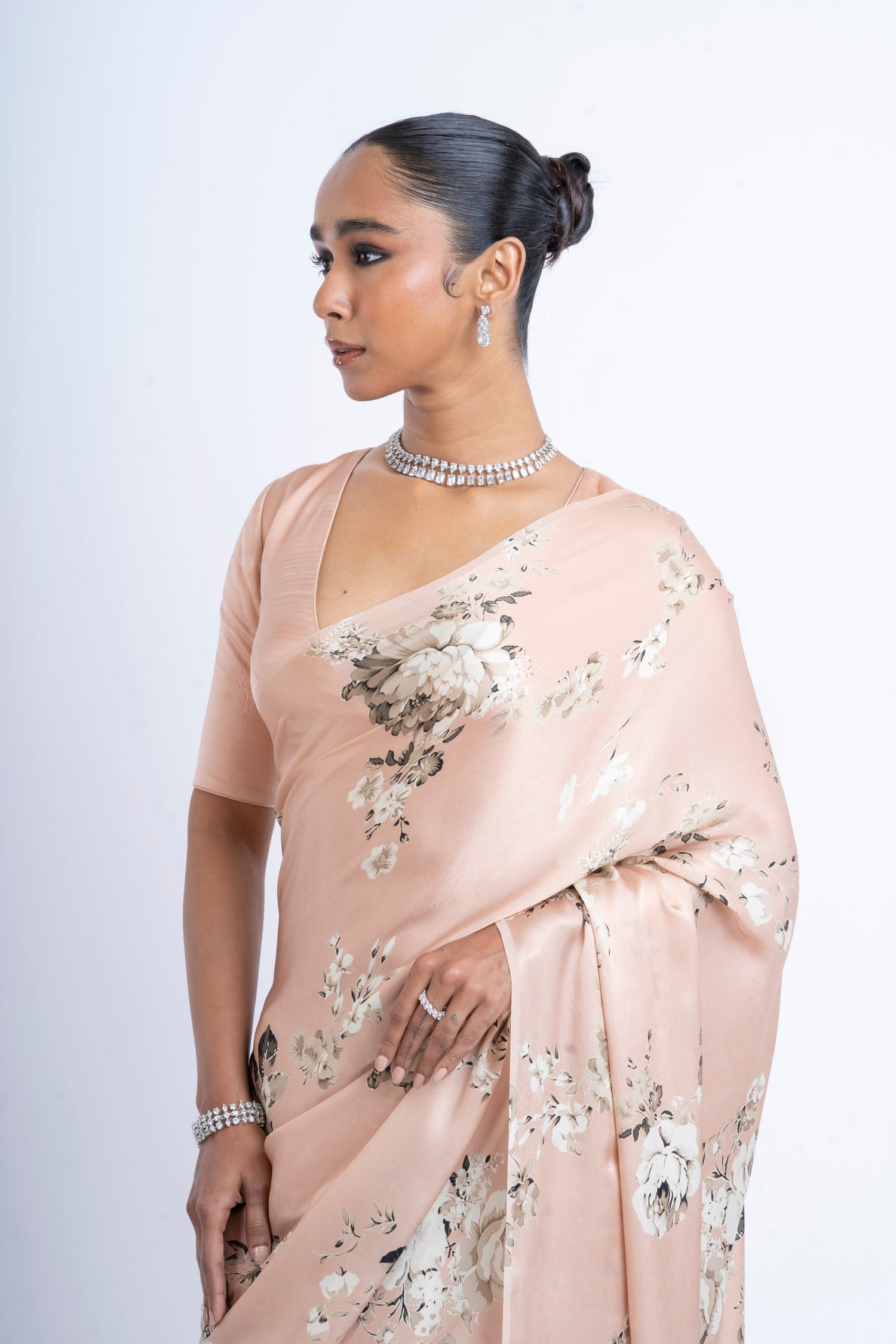 Buy Tara Blossom Pink Satin Silk Saree Online | Premvastra