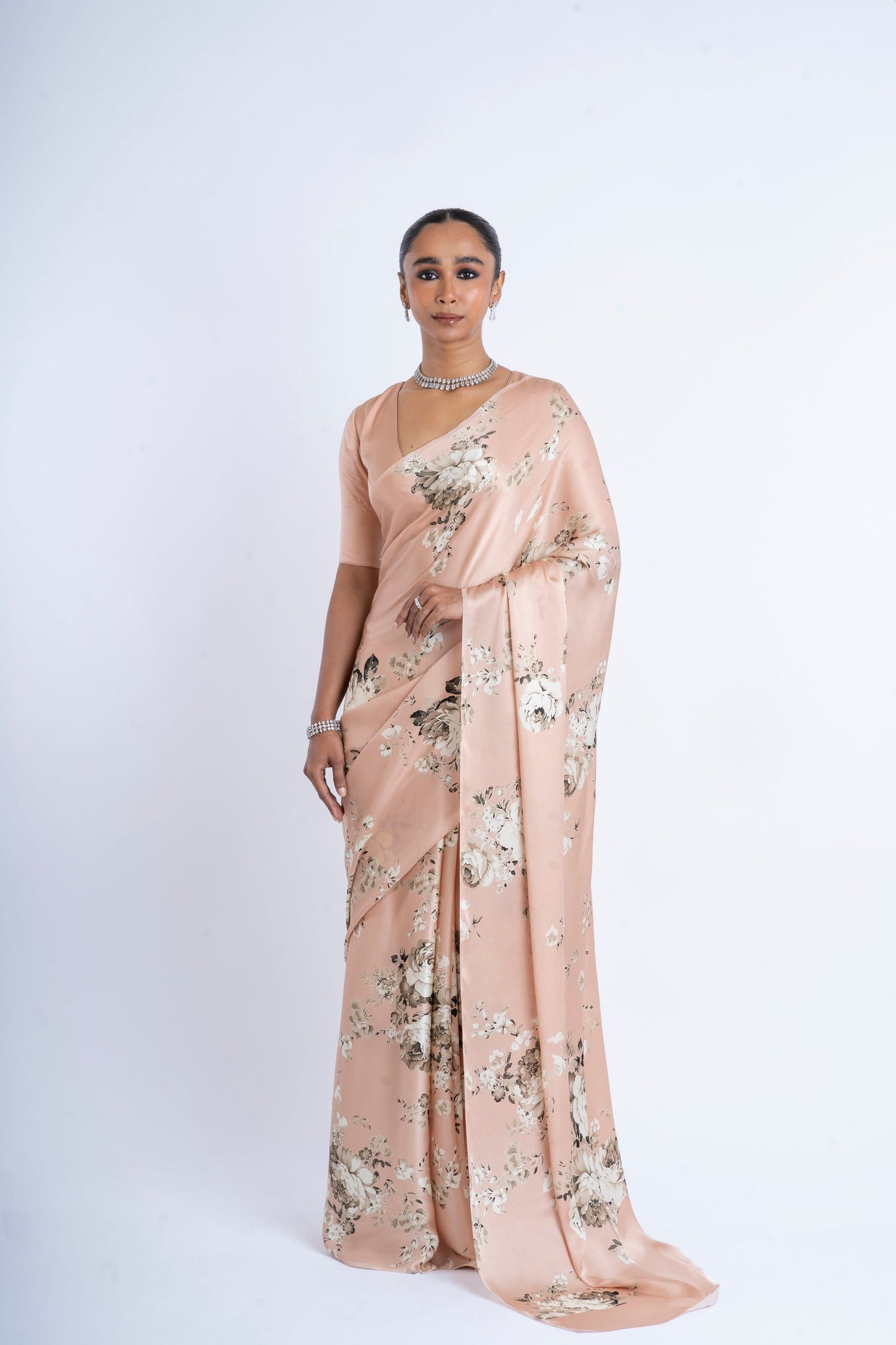 Buy Tara Blossom Pink Satin Silk Saree Online | Premvastra