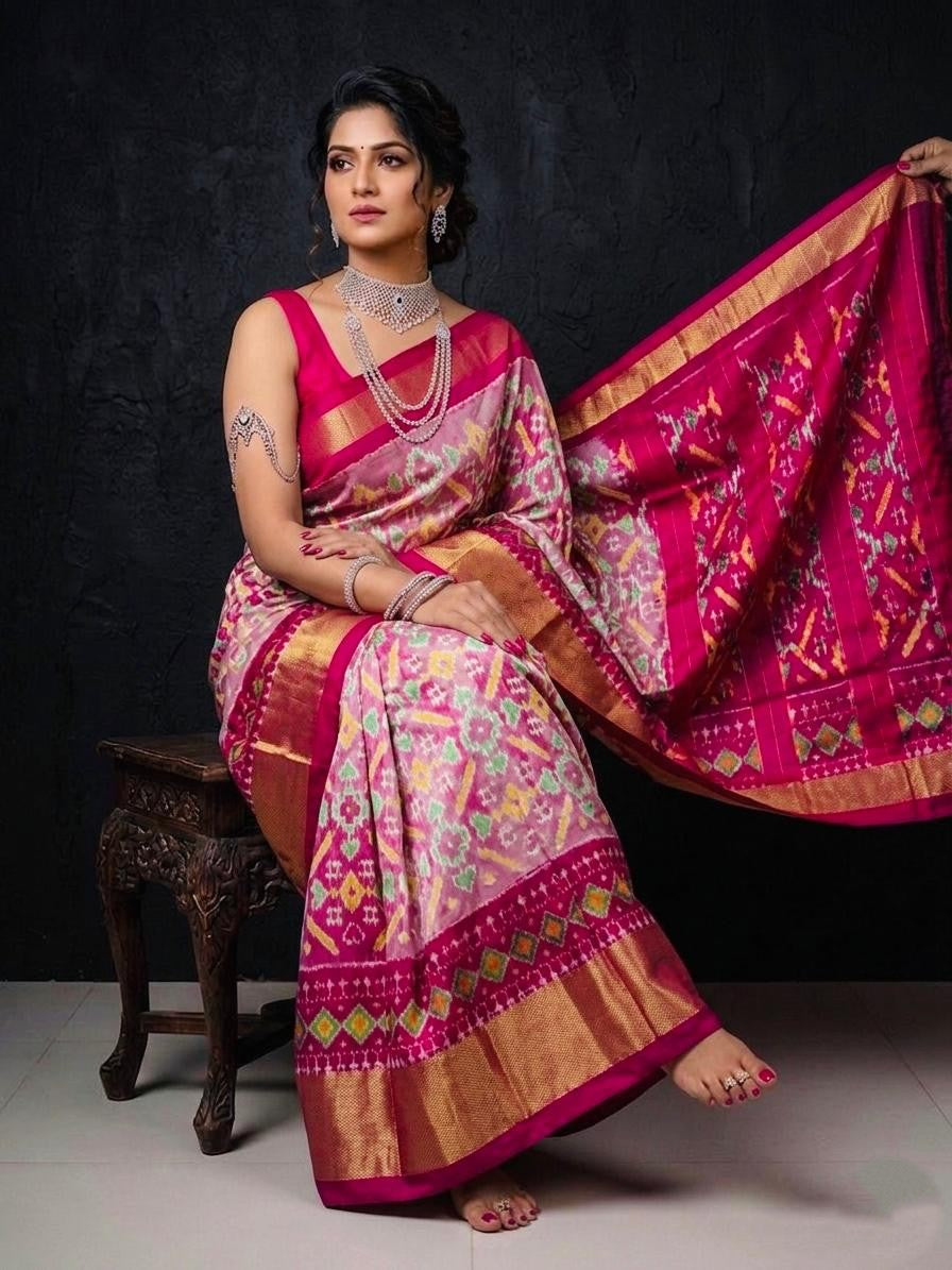 Baby Pink Premium Bridal Handloom Kotha Silk Saree