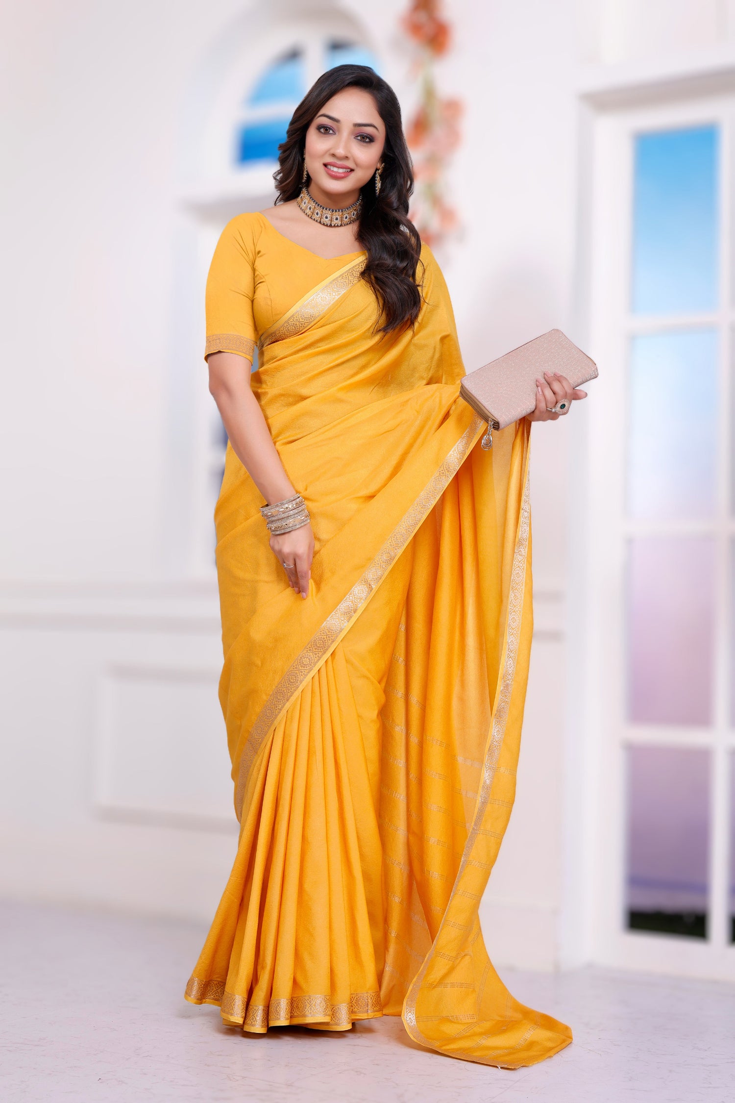 Mysore Crepe Plain Silk Saree For Classic Look